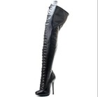 Womens Fashion Round Toe Lace Up Black Over Knee Boots Party Pumps High Heels 