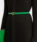 Bottega Veneta Grasp Green Leather Belt W Gold Triangle Buckle Size 75 Authentic
