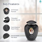 Embrace Personalized Picture Urn For Small Pets I Pearl Black Photo Cremation   