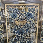 Antique Chinese Embroidered Silk In Tray W  Butterflies Flowers Blue   White
