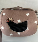 Mini Pet Carrier Pink Plush Shoulder Bag Mesh Window Cozy Guinea Pigs Hamsters