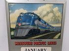 Vintage Missouri Pacific Lines Railroad Train Calendar Sign Locomotive