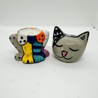Vintage Britto Cat Stacked Salt Pepper Shakers Pop Art Ceramic