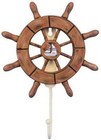 Rustic Wooden Ship Wheel Wall Decor With Sailboat - Nautical 8  Charm