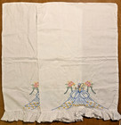 Vintage Southern Belle Old new Hand Embroidered Ruffled Pillowcase Set Queen Sz