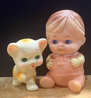 Vintage Midcentury Kitsch Baby Toy Rubber Kitten Cat Squeaks Baby Squeaks - Read