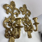 Pair Of Vintage Burwood Ornate Gold Scroll Wall Sconces Candle Holders 14   