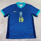 Nike Brasil Soccer Jersey Mens Large Blue Alejandro 19 Cbf Dri-fit Striped Shirt