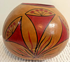 Hand Painted Gourd Mexican Folk Art Artist Signed 8    Tall Vintage