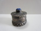 Vintage Small Sterling Silver   Lapis Pill Or Trinket Box   16 3 Grams