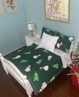 Dollhouse Miniature 1 12 Scale Bedspread  Handmade Full Reversible Christmas