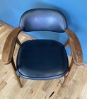 Vintage Mid Century Modern Armchair -black Vinyl Wood Frame -danish Modern Style