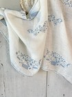 45x18 Blue White Antique French Linen Scarf Table Center Embroidered Embroidery