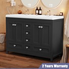 Bathroom Vanity Freestanding Double Basin Ceramic Sink Vanity Cabinet Drawers