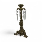 Antique French Gilt Brass   Crystal Prism Candle Holder     Rococo Style
