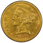 1869-s  5 Liberty Head Half Eagle Pcgs Au53