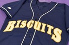 Game Used worn Montgomery Biscuits  tampa Rays Mlb  Authentic Russell Jersey 38