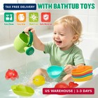 16pcs Baby Bath Toys For Kids Ages 1-3  Mold Free No Hole Bath Toy Set  Easy Cle