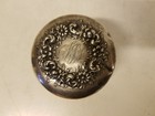 Antique Mauser Sterling Silver Topped Crystal Dresser   Powder Jar W  Floral Dec