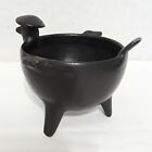 Antique South Or Central American Blackware Black Clay Pottery Bowl Zoomorphic