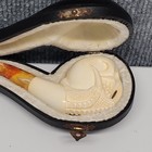 Custom Hand Carved Meerschaum Skull Smoking Pipe Made In Turkey W case