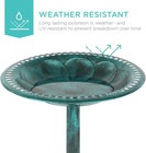Vintage Pedestal Bird Bath Resin With Fleur-de-lis Accents For Outdoor Garden 