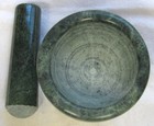 Green Marble Mortar   Pestle Herb Grinder Set Bowl - Excellent Never Used   