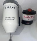 Vintage Porcelain Enamel   Chrome Boraxo Dispenser W  Oval Tin   Powdered Soap