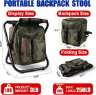Camo Folding Stool Backpack  Insulated Cooler Bag For Fishing Hunting Camping