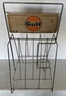 Gulf Motor Oil Gas Service Station Display Tin Oil Can Rack With Sign 1960   s
