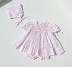 Nwt Petit Ami Pink Smocked Lace 3pc Dress 3 Month Baby Girls Bonnet 3m