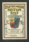 1921 Germany Gutchein Keitum Notgeld Note 2 Mark Local Banknote