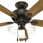 Hunter Fan 44 Inch Traditional New Bronze Ceiling Fan With Light And Pull Chain