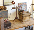 C 1700s Antique Primitive Candle Table Night Stand Bedside Wooden Adjustable