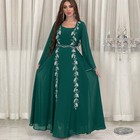 Ethnic Embroidery Kaftan Abaya Women Muslim Maxi Dress Turkey Islamic Long Robes