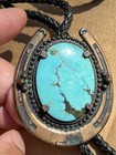Big Antique Native American Navajo Turquoise Sterling Silver Bolo Tie