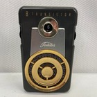 Vtg 1960 Toshiba 8tp90 Transistor Radio Leather Case Gray Gold Working