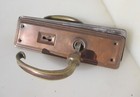 Vintage Brass Door Knob Lever Handles Plates Old Art Deco Antique Copper Plated