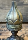 Beautiful Antique Closed opened Flower Solid Brass Turtle Base Candle Holder