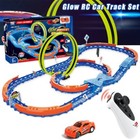 Glow Race Tracks Toy Cars Glow In The Dark Bendable Race Track Rail Cars Gift