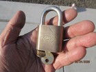 Script  ford  Car Auto Brass Padlock W  Key  Old Vintage Lock Lot Antique Locks