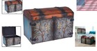 Vintage Floral Large Wood Storage Trunk With Lockable Latch - Blue brown