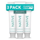 Native Fluoride Free Whitening Toothpaste Wild Mint Peppermint Oil 4 1oz 3-pack