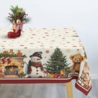 Christmas Tablecloth Winter Holiday 102  X 60   rectangular  White red-xmas