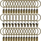 Set Of 40 Rustproof Curtain Rings With Clips For 1  Rods - Stylish Bronze Finish