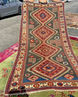 Auth   19th C Antique Caucasian Rug  Asymmetric Art Beauty  Blue Green   5x10 Nr