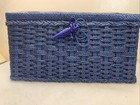 Vintage Sewing Box Teal With Padded Quilted Floral Top Fully Lined 1 Pocket