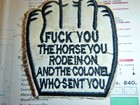 Air Cavalry Patch - F You  Your Horse And The Colonel - Vietnam War - D 169