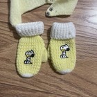 Vintage 1950s 1960s Peanuts Snoopy Hand Knit Baby Infant Hat Mittens 