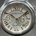Michael Kors Camile Chrono Watch Women 43mm White Dial Two Tone Date Mk-5653